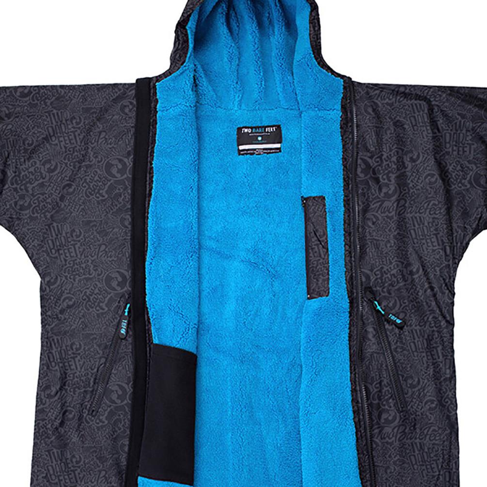 Two Bare Feet Weatherproof Classic Print 3 / 4 Sleeve Changing Robe - Black / Blue Extra Image 2